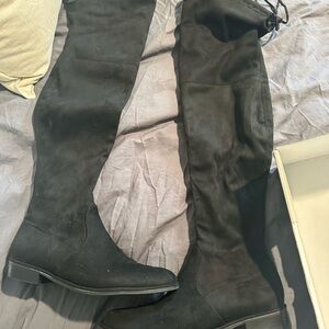 Marc Fisher Suede Black Over-the-Knee Boots, no heel
